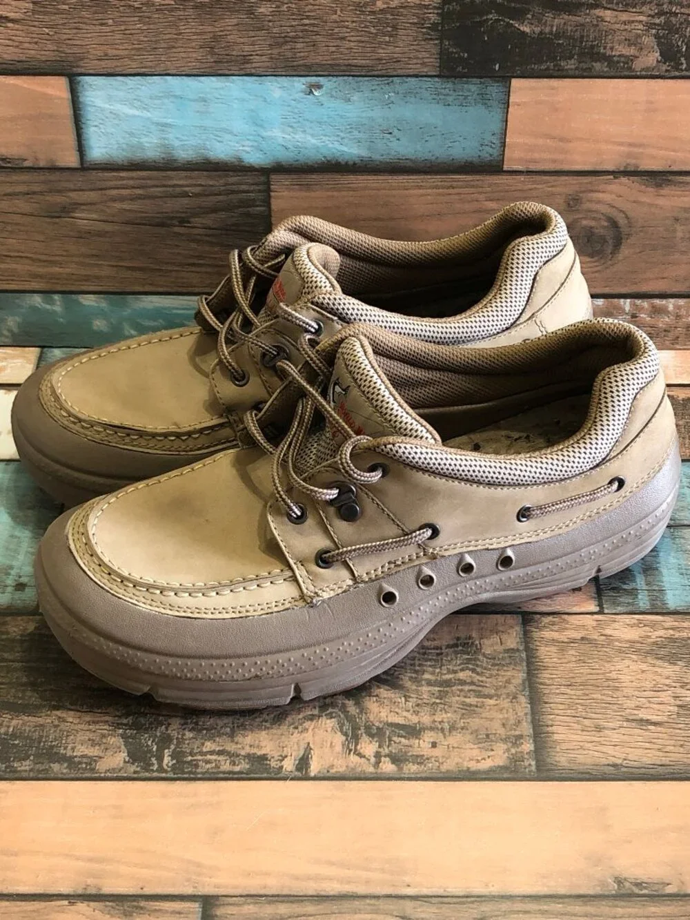 World Wide Sportman HydroLite Boat Fishing Shoes Men's Size 12 Leather Upper Tan